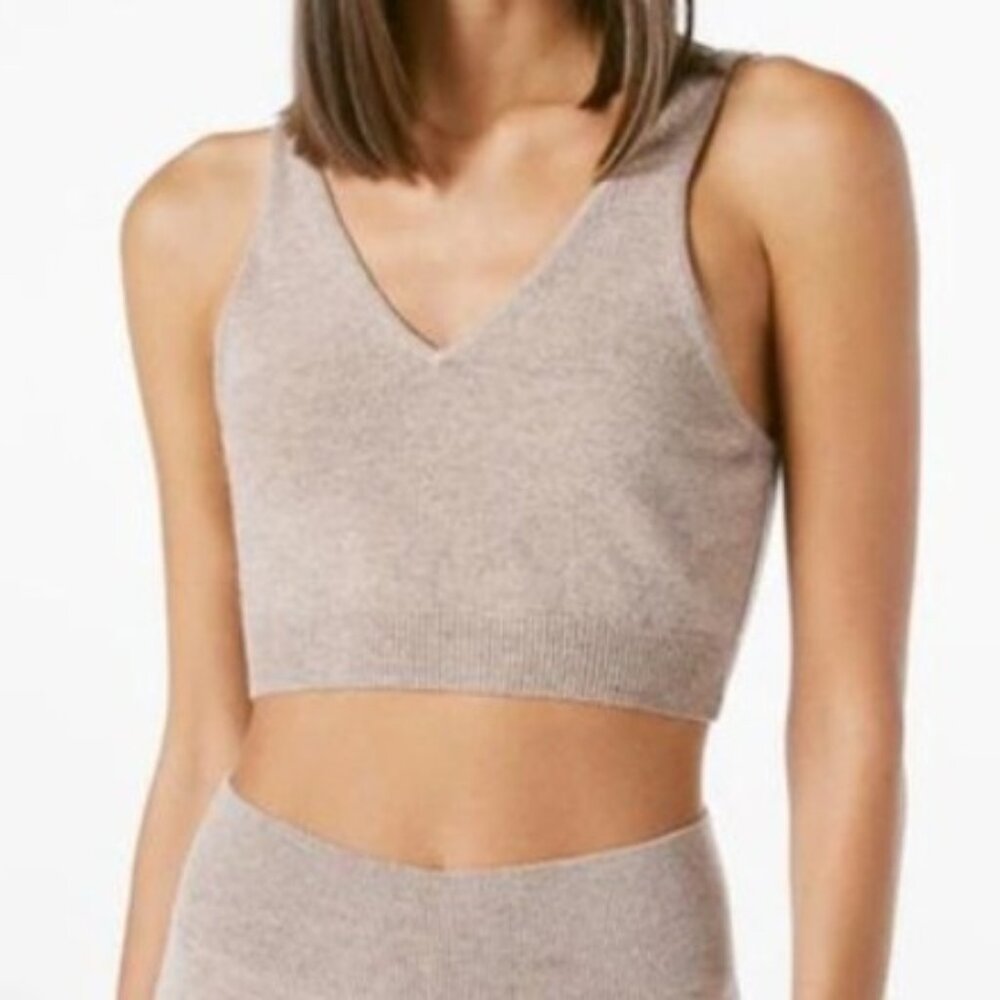FRAME cashmere tank medium beige mushroom heather M RETAIL $230 style LWSW0967